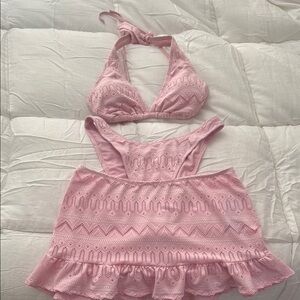 Wild Fable-Pink Crochet Bikini Set